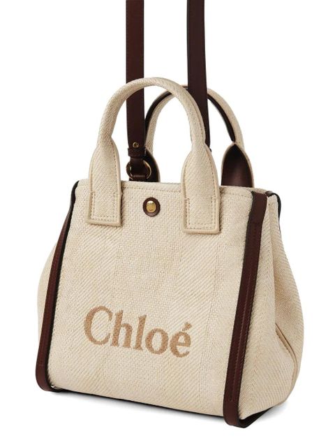 Chloé logo-embroidered carry tote bag - Neutrals