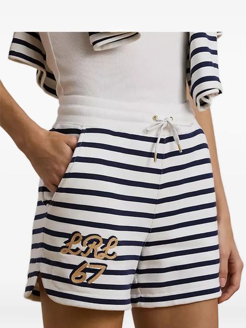 Lauren Ralph Lauren striped embroidered-logo shorts - White