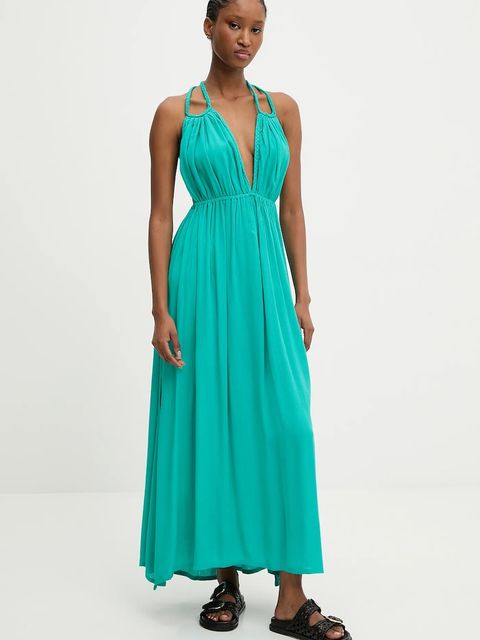 Answear.LAB sukienka kolor zielony maxi rozkloszowana