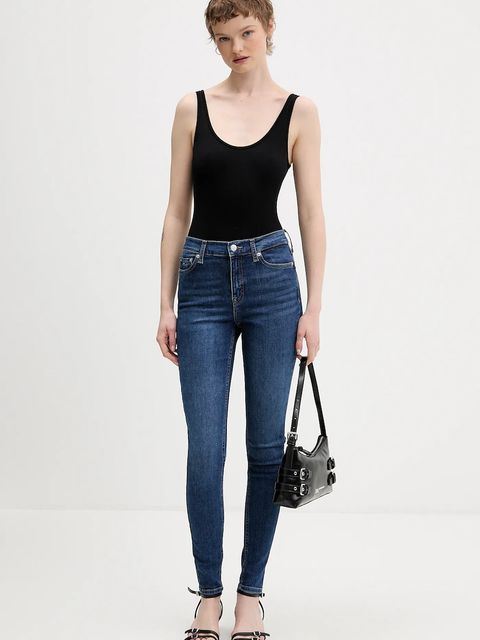 Tommy Jeans jeansy damskie kolor granatowy DW0DW22455