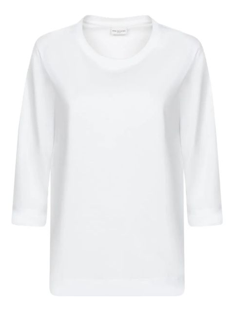 DRIES VAN NOTEN three-quarter sleeve cotton T-shirt - White - zdjęcie produktu nr 1