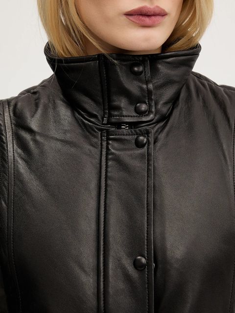 IRO bezrękawnik skórzany damski kolor czarny przejściowy WP137DARIO