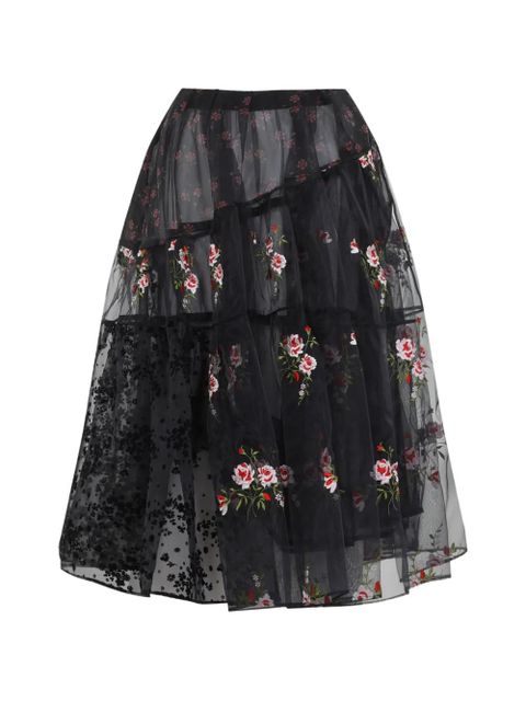 Simone Rocha floral embroidered mid skirt - Black - zdjęcie produktu nr 2