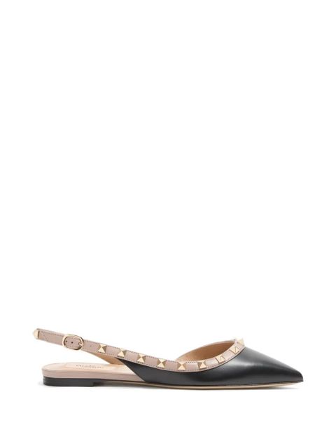 Valentino Garavani Rockstud calfskin flat pumps - Black - zdjęcie produktu nr 1
