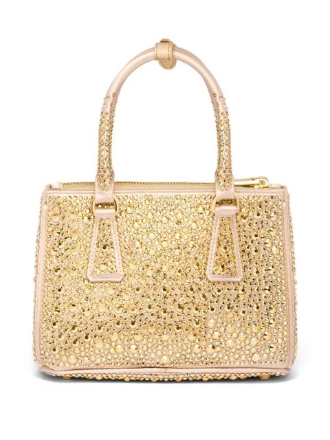 Prada Galleria crystal-embellished satin mini bag - Gold