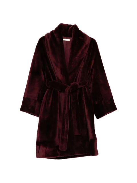 Nour Hammour Juno belted fur coat - Red - zdjęcie produktu nr 1