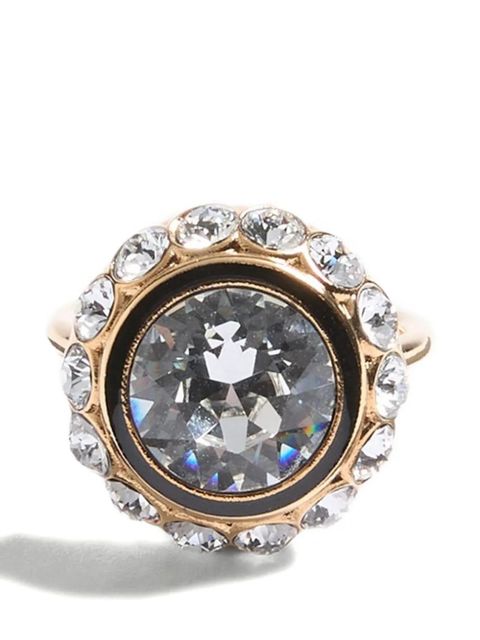 Valentino Garavani Vlogo Signature ring in metal, enamel and crystals - Gold - zdjęcie produktu nr 1