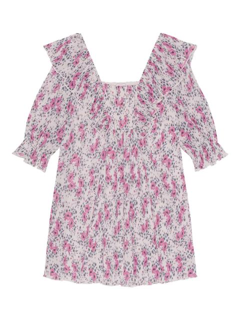 GANNI pleated ruffled dress - White