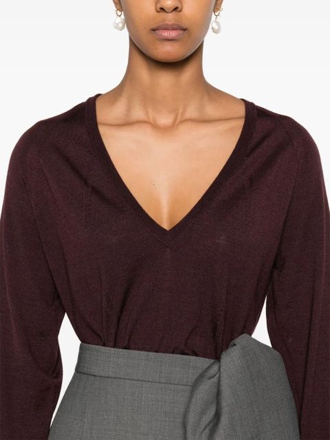 Lanvin pointelle-trim sweater - Red