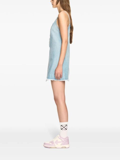 Off-White frayed denim mini dress - Blue