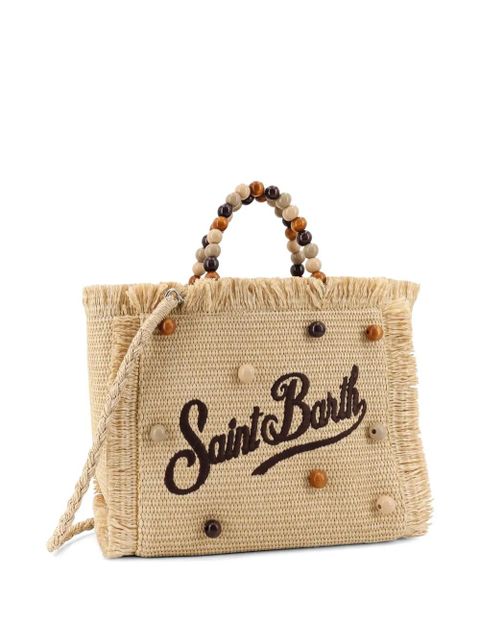 MC2 Saint Barth bead-embellished frayed tote bag - Neutrals
