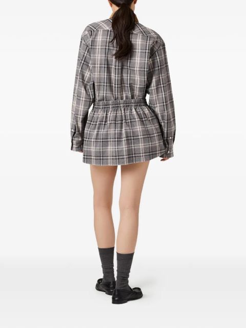 Miu Miu corduroy-collar flannel shirt - Grey - zdjęcie produktu nr 2