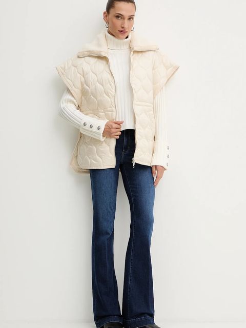 Liu Jo bezrękawnik kolor beżowy przejściowy MF5162 T091A