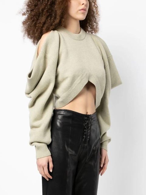 Alexander Wang draped-sleeve knit jumper - Green