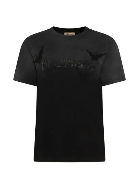 Blumarine rhinestone-logo butterfly-appliqué T-shirt - Black - zdjęcie produktu nr 1