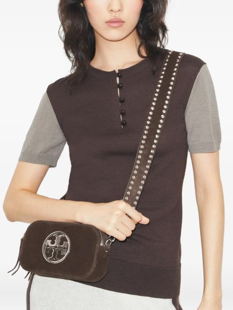 Tory Burch mini Miller logo-studded suede crossbody bag - Brown - zdjęcie produktu nr 2