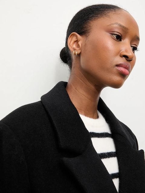 Answear.LAB płaszcz wełniany kolor czarny przejściowy dwurzędowy