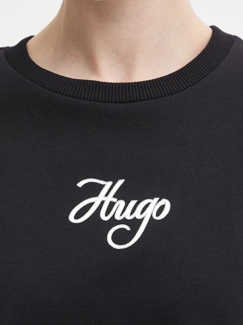 HUGO bluza bawełniana damska kolor czarny z nadrukiem 50550149