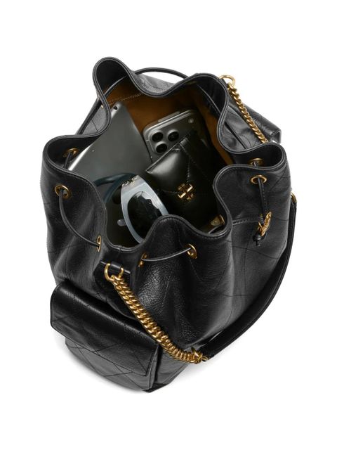 Tory Burch large Charlie quilted drawstring shoulder bag - Black