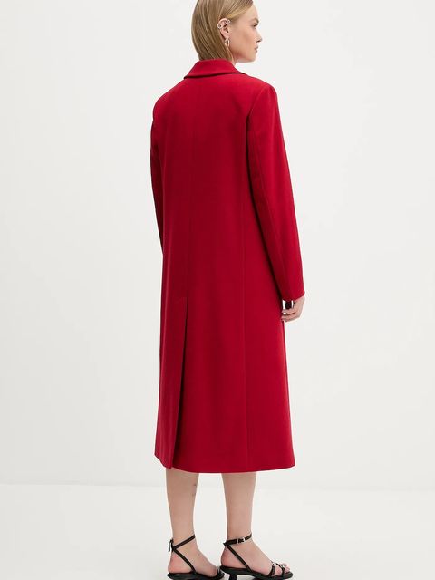 HUGO płaszcz z wełną kolor czerwony 50547691