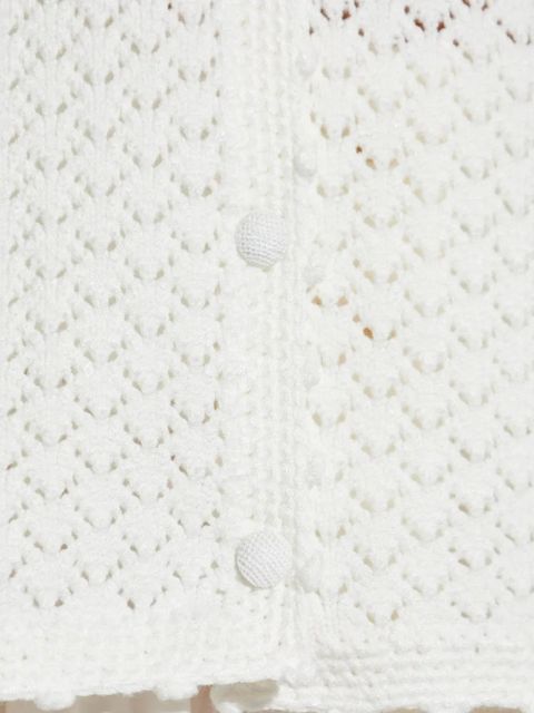 Posse crochet-detail buttoned cardigan - White