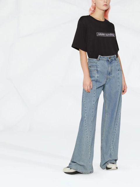 ROTATE BIRGER CHRISTENSEN Aster logo T-shirt - Black