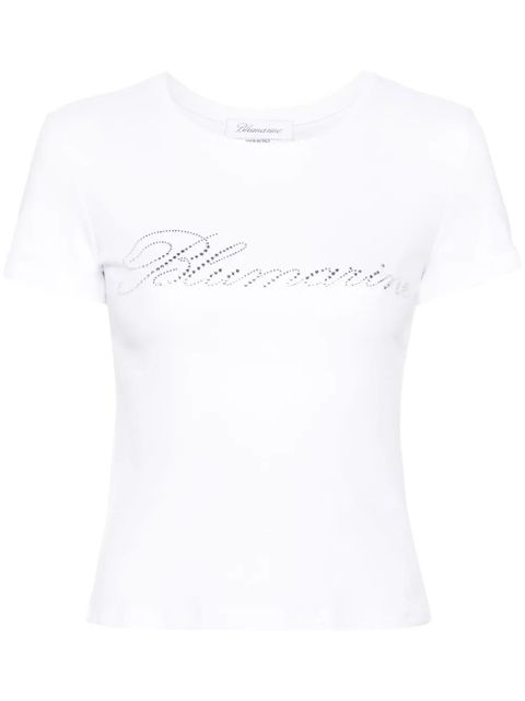 Blumarine rhinestoned-logo cotton T-shirt - White - zdjęcie produktu nr 1