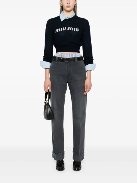 Miu Miu mid-rise straight-leg trousers - Grey - zdjęcie produktu nr 2