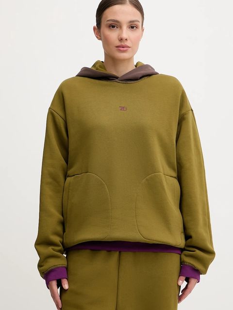 EA7 Emporio Armani bluza dwustronna damska kolor brązowy z kapturem gładka AF10377-7X000156 - zdjęcie produktu nr 2