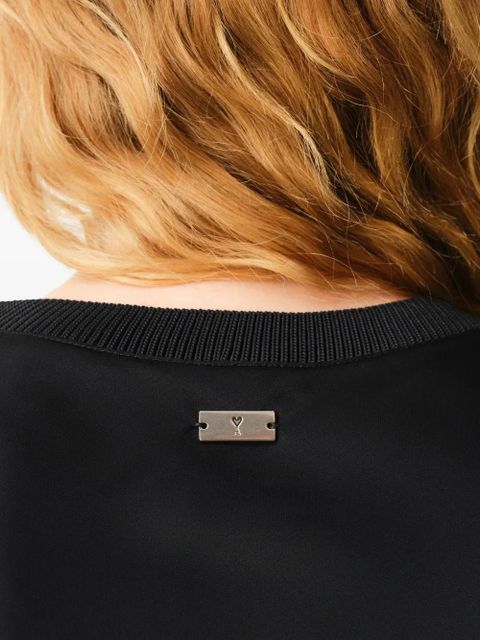 AMI Paris satin short-sleeve blouse - Black