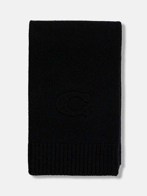 Coach szalik z dodatkiem wełny damski kolor czarny gładki 29CCL86