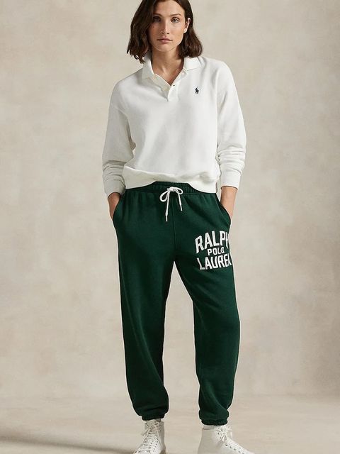 Polo Ralph Lauren spodnie dresowe damskie kolor zielony z nadrukiem 211971758