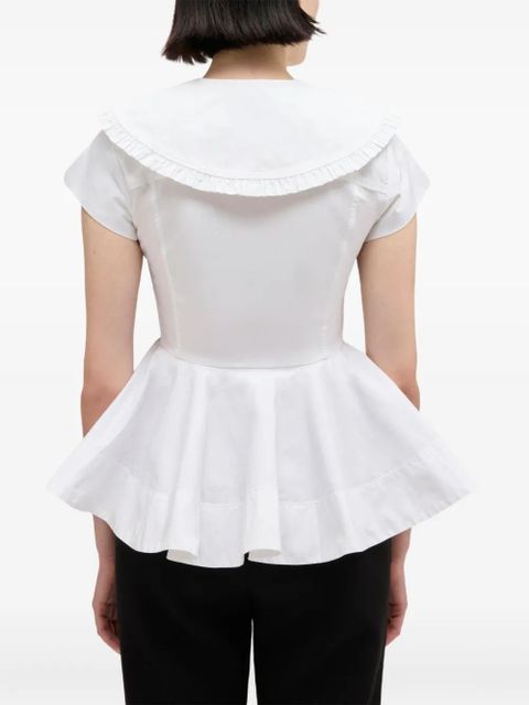 GANNI ruffled collar buttoned top - White