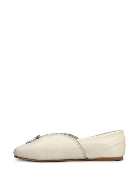 JW Anderson zip-detail leather ballerina shoes - Neutrals