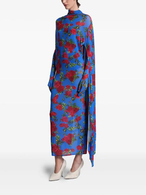 Magda Butrym floral-print draped dress - Blue