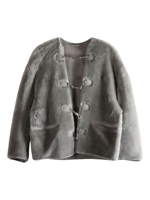 TOTEME toggle-fastening shearling jacket - Grey - zdjęcie produktu nr 1