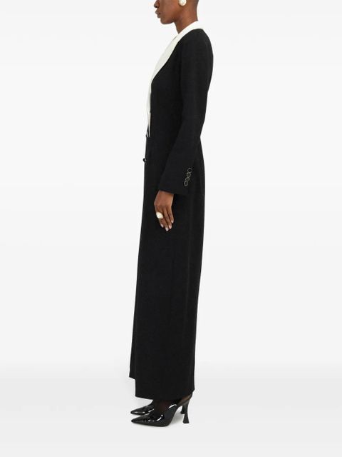 Rowen Rose contrasting-collar tuxedo maxi dress - Black