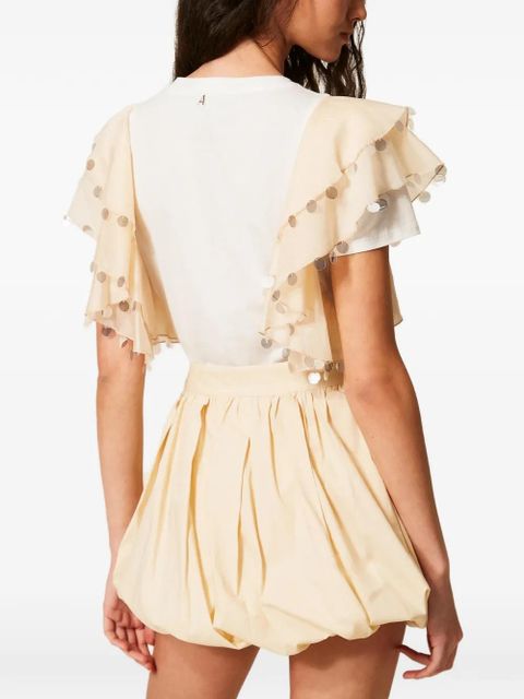 TWINSET ruffled embellished T-shirt - White