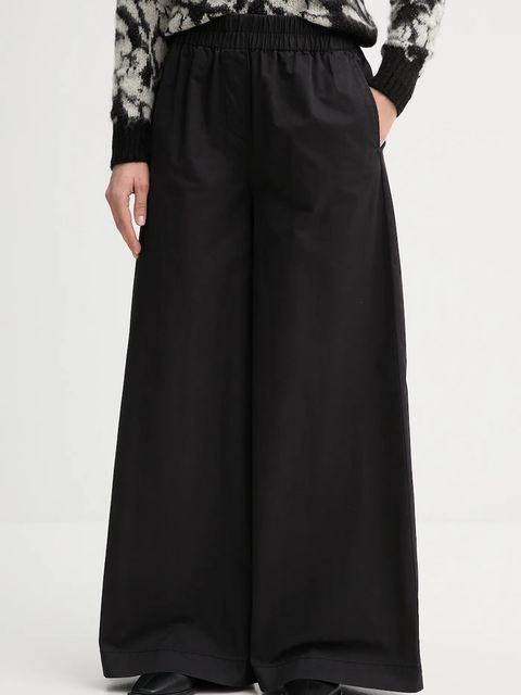 United Colors of Benetton spodnie bawełniane damskie kolor czarny szerokie high waist 4PAXDF0A4 - zdjęcie produktu nr 1