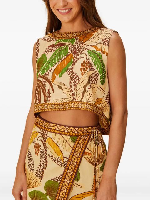 FARM Rio foliage sketch open back top - Neutrals
