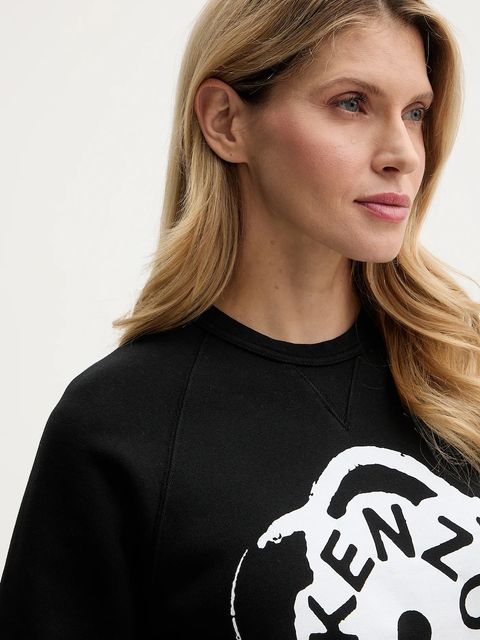 Kenzo bluza bawełniana damska kolor czarny z nadrukiem FG52SW2054MJ