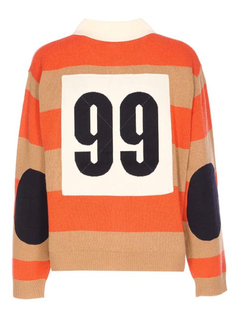 Essentiel Antwerp striped buttoned polo top - Orange