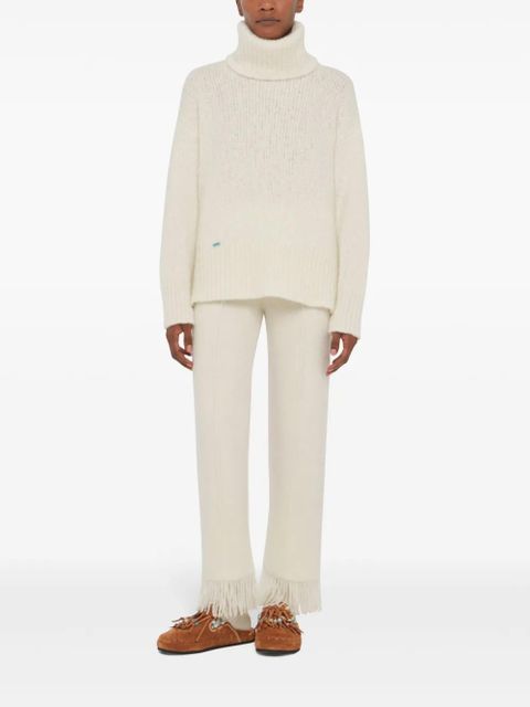 Alanui logo-plaque cashmere-silk blend jumper - White