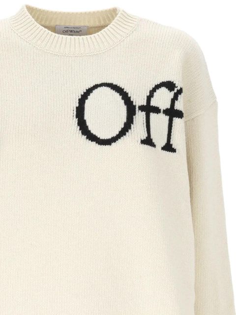 Off-White logo-intarsia wool sweater