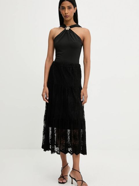 Answear.LAB spódnica kolor czarny midi rozkloszowana