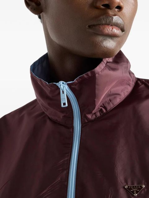 Prada stand-up collar triangle logo jacket - Red