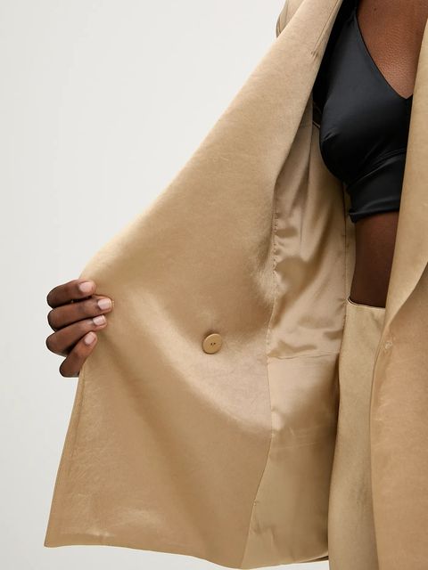 Liviana Conti marynarka kolor beżowy jednorzędowa gładka F5WS88