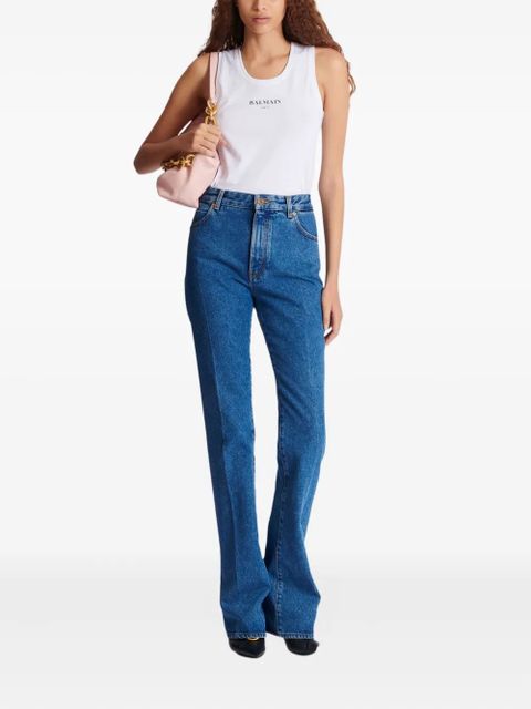 Balmain logo-print tank top - White