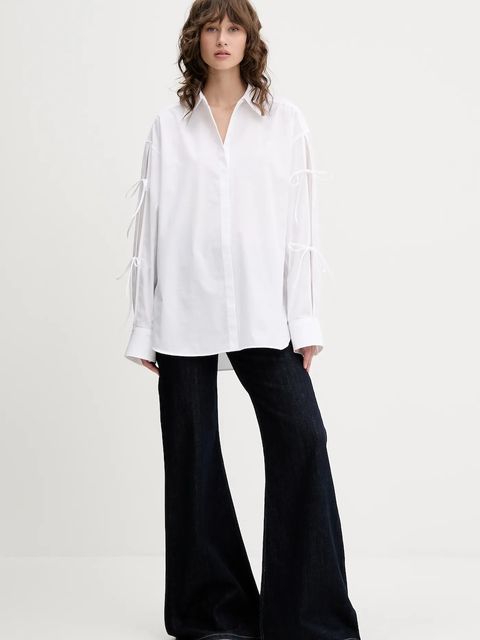 HUGO koszula bawełniana damska kolor biały relaxed z kołnierzykiem klasycznym 50538440 - zdjęcie produktu nr 2