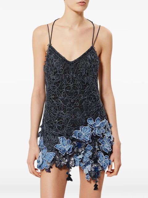 ISABEL MARANT Oliska flower-embellishment beaded-details silk dress - Black